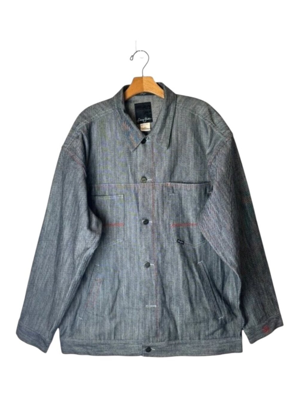 Sean John Coat Men XL Black Cotton Collared Button Front Streetwear Outdoor Y2K